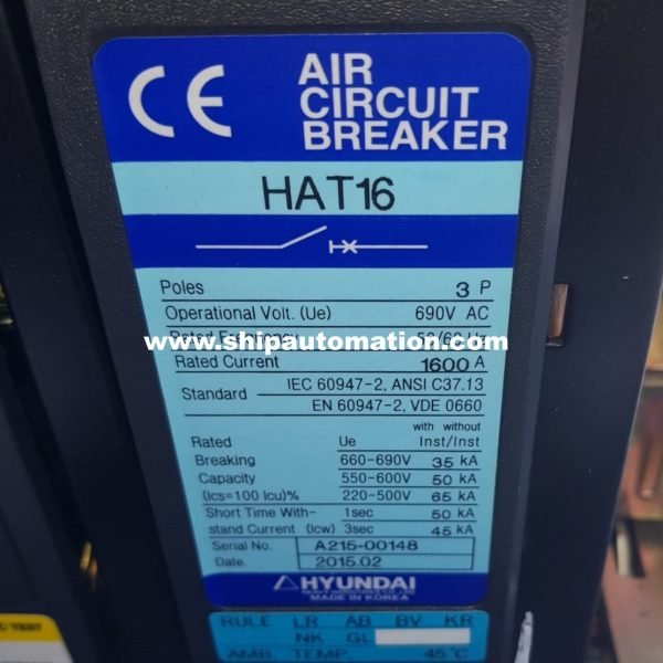 Hyundai Hat Air Circuit Breaker Contactors Circuit Breakers Ship Automation