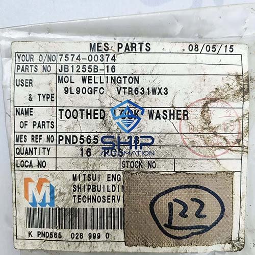 9L90GFC-JB1255B-16 (1) MAN B&W 9L90GFC | Toothed Lock Washer for VTR631WX3 Turbocharger ( JB1255B-16 )
